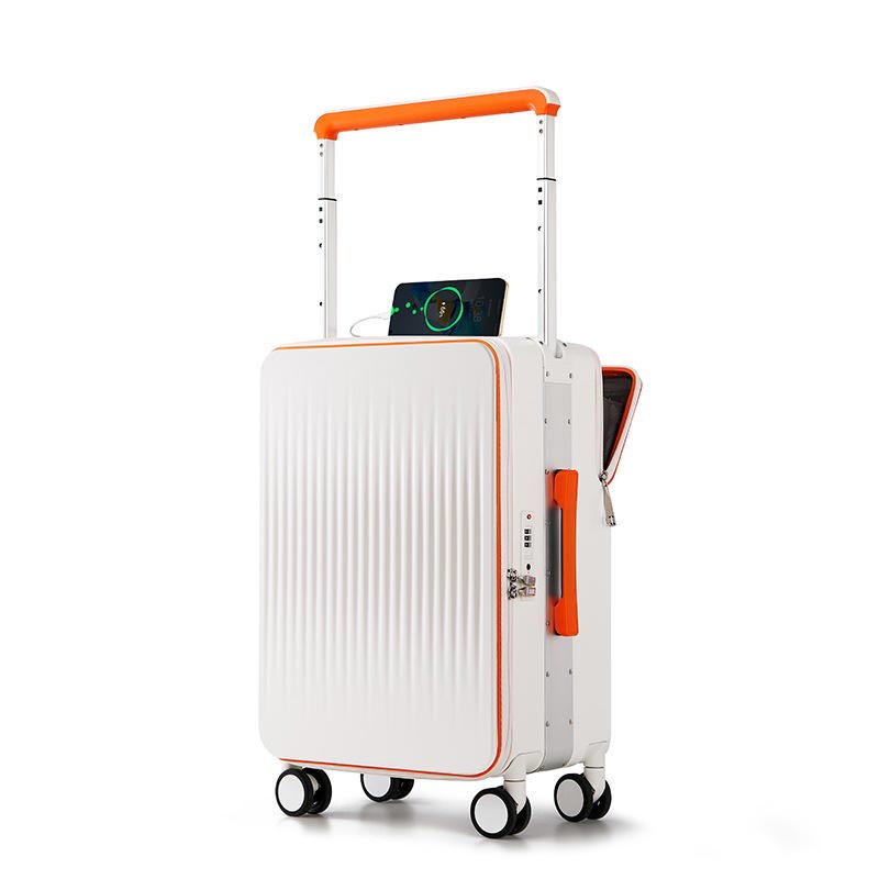 Wemgesabre Hardside PC Wide Handle Front Opening zipper&aluminum USB charging Luggage Sets