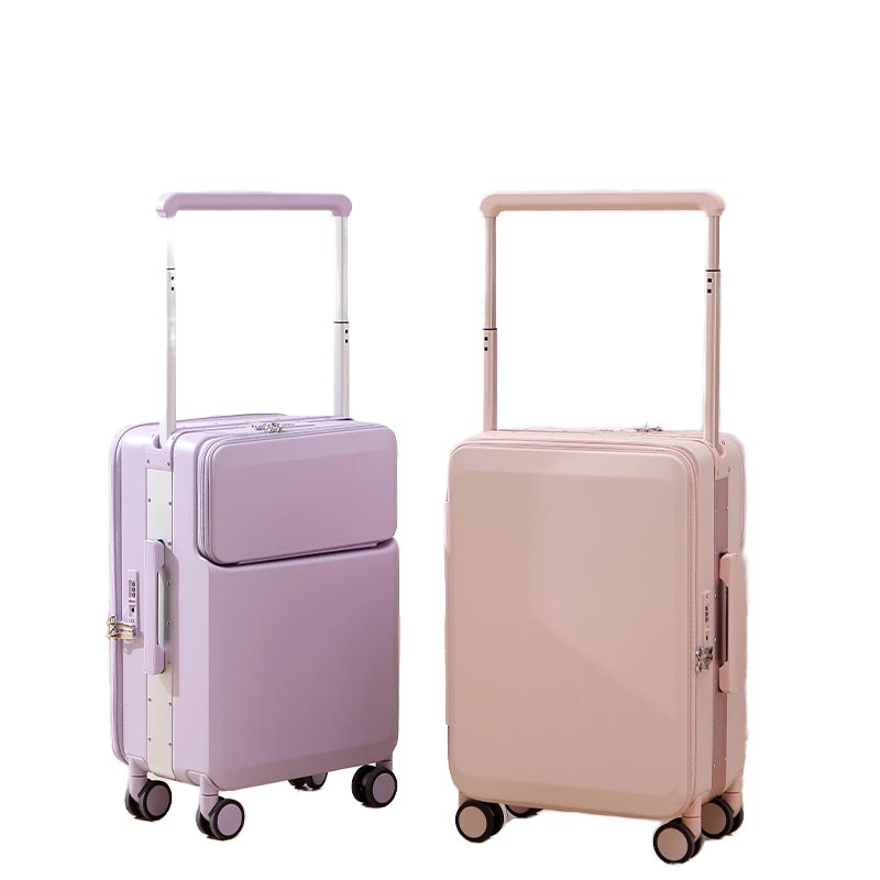 Wemgesabre Hardside PC Wide Handle Front Opening Zipper&Aluminum Luggage Sets With USB Port