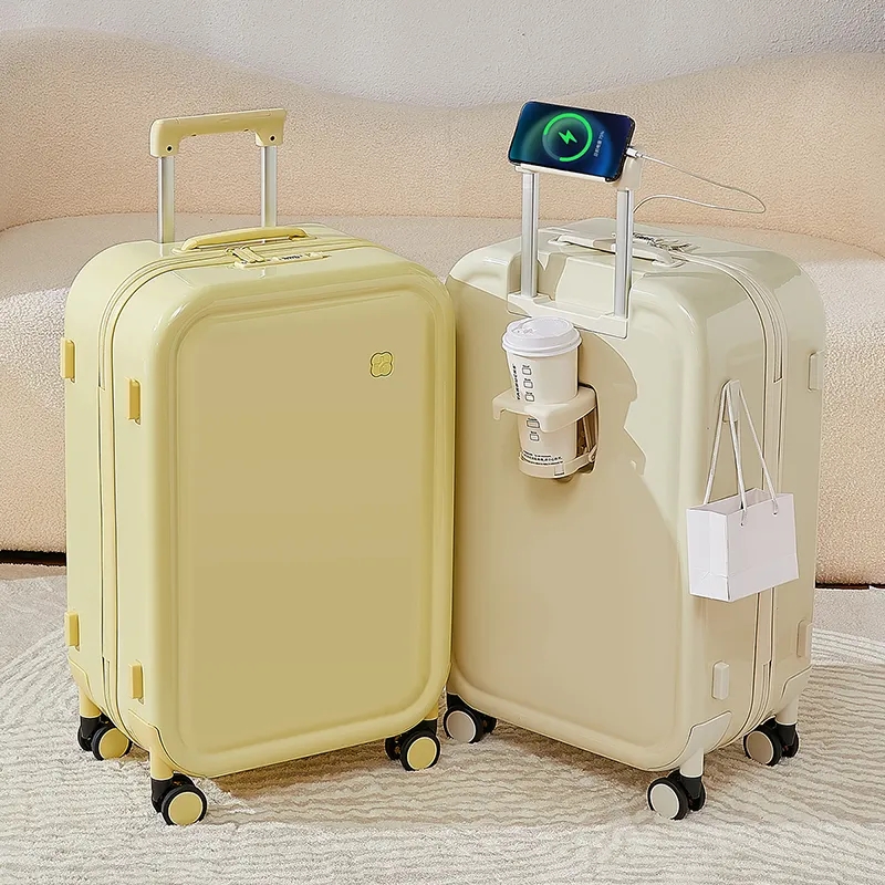 Wemgesabre Hardside PC Zipper Luggage Come With USB Charge, Phone&Cup Holder